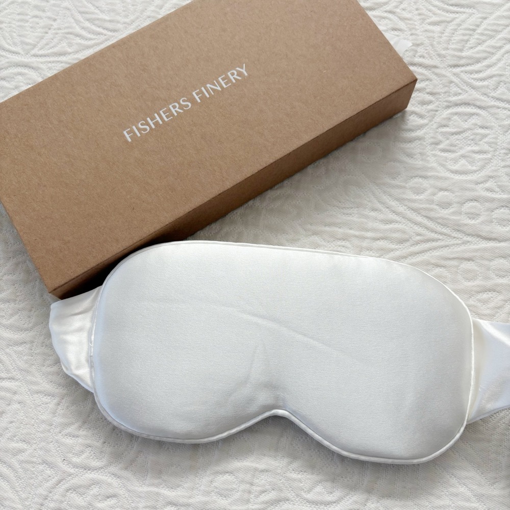 Fishers Finery 100% Organic Mulberry Silk Contoured Sleep Mask, Natural White